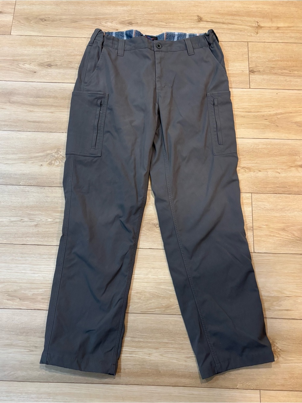 RailRiders Pants M Winter Gray Nylon Fleece Lined Hiking Zip Pockets 32-34x31